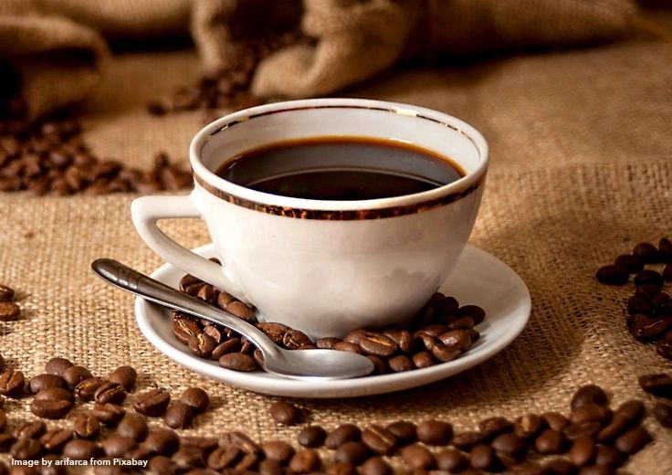 Cups of coffee showing caffeine content by drink type