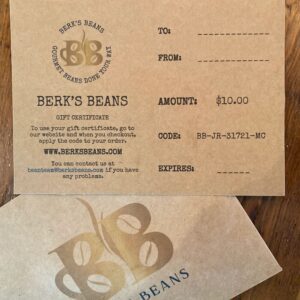 Berk's Beans Coffee specialty coffee product photo