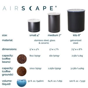 Airscape coffee canister size comparison – airtight coffee bean storage