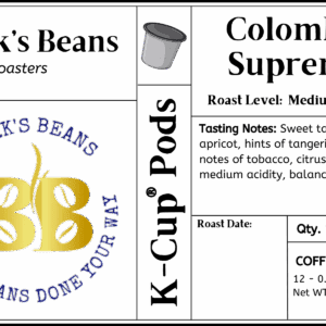 Berk's Beans Colombia K-Cup coffee pods – single origin medium roast