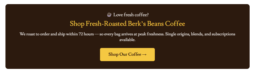 Shop fresh-roasted Berk's Beans Jamaican Blue Mountain coffee