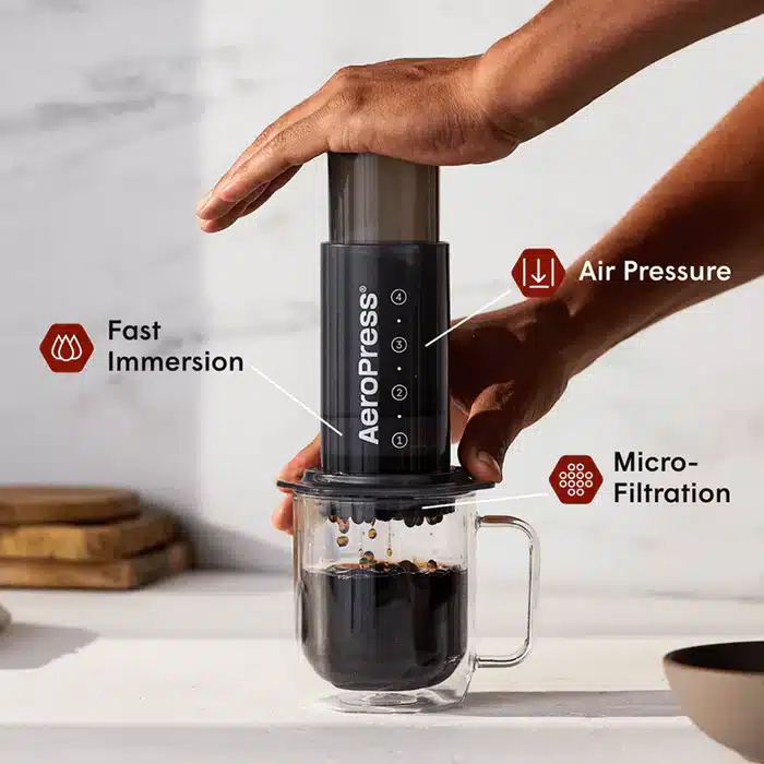 AeroPress coffee maker – available at Berk's Beans Coffee Concord CA